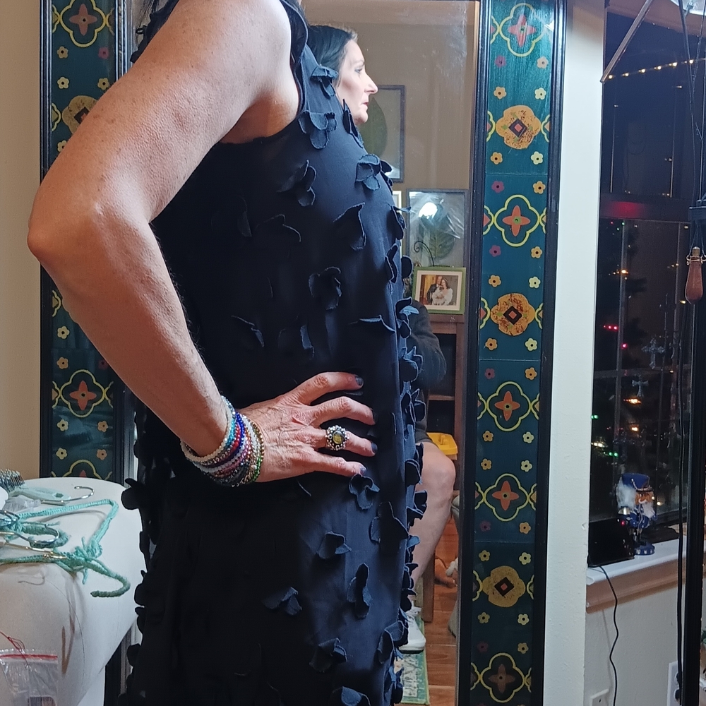 NIC+ZOE Elegant Navy Textured Midi Dress - Picture 4 of 5